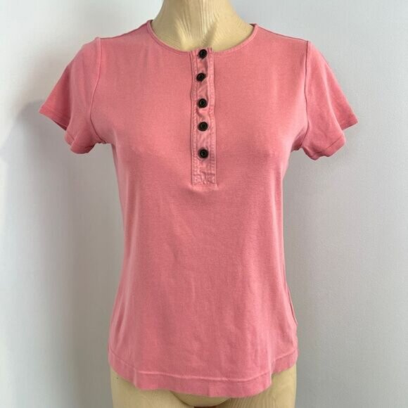 Vintage Y2K Lauren Ralph Lauren Womens Medium Pink Buttoned Short Sleeve Shirt T - Picture 1 of 13